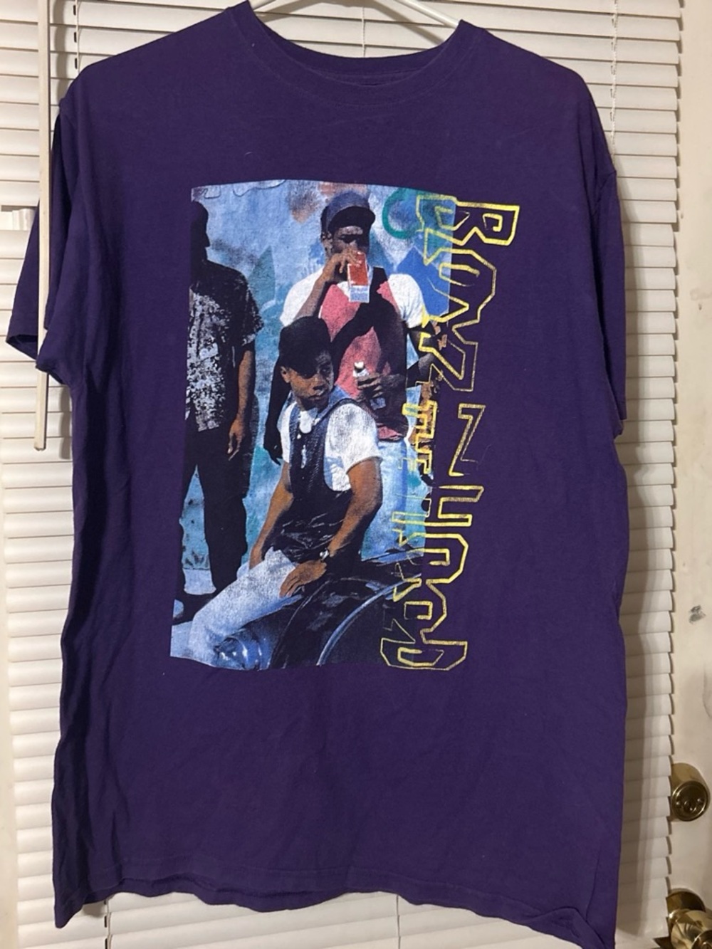 Men's Purple Graphic Short Sleeve Tee with Crew Neck